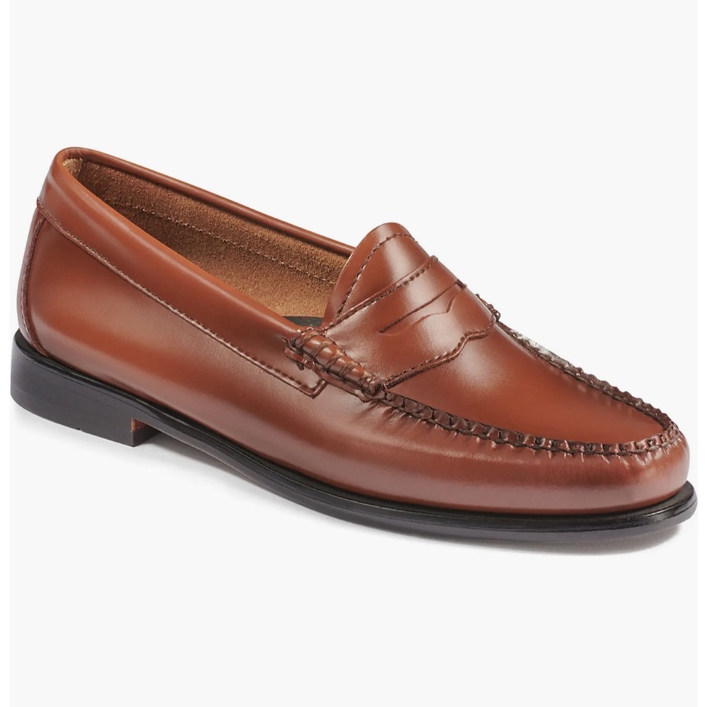 NWB NWT B.H Bass Cognac Brown Solid PENNY Loafer Dress Shoes women 8